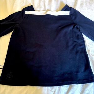 LAUREN RALPH LAUREN Navy and White Long Sleeve Top